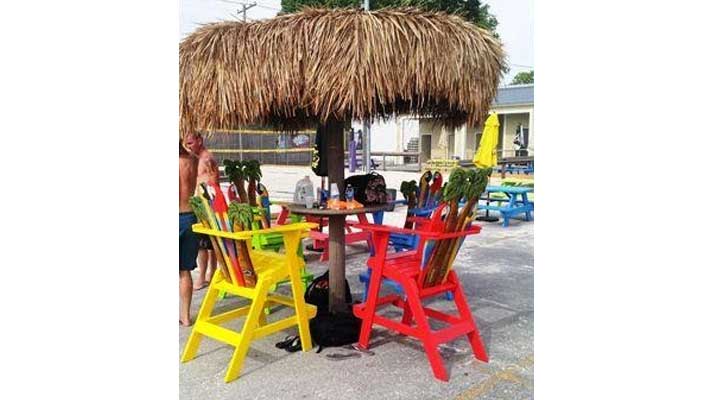 ITOF - The Volley Ball Park with colorful wooden chairs